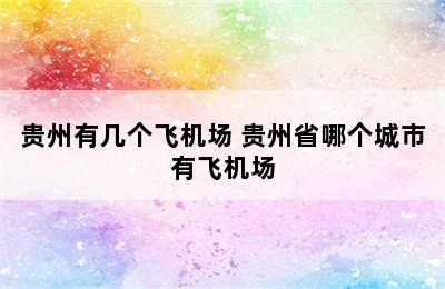 贵州有几个飞机场 贵州省哪个城市有飞机场